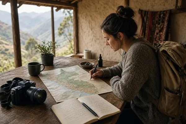 Traveler planning a multi-day Peru itinerary including Machu Picchu and ayahuasca retreat