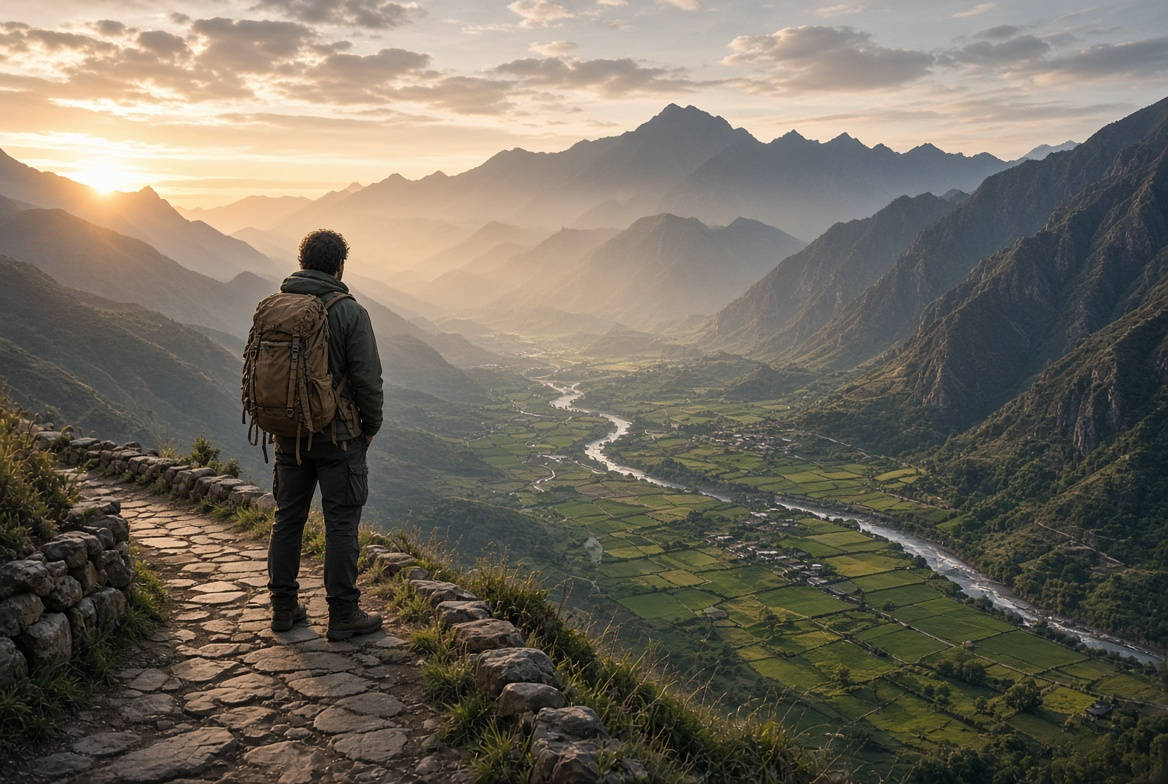 Solo traveler arriving at an ayahuasca retreat in Peru’s Sacred Valley