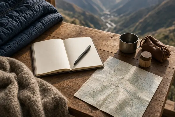 Travel planning items for choosing the best season for a Sacred Valley retreat
