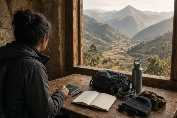 Traveler preparing and planning for an ayahuasca retreat in the Sacred Valley