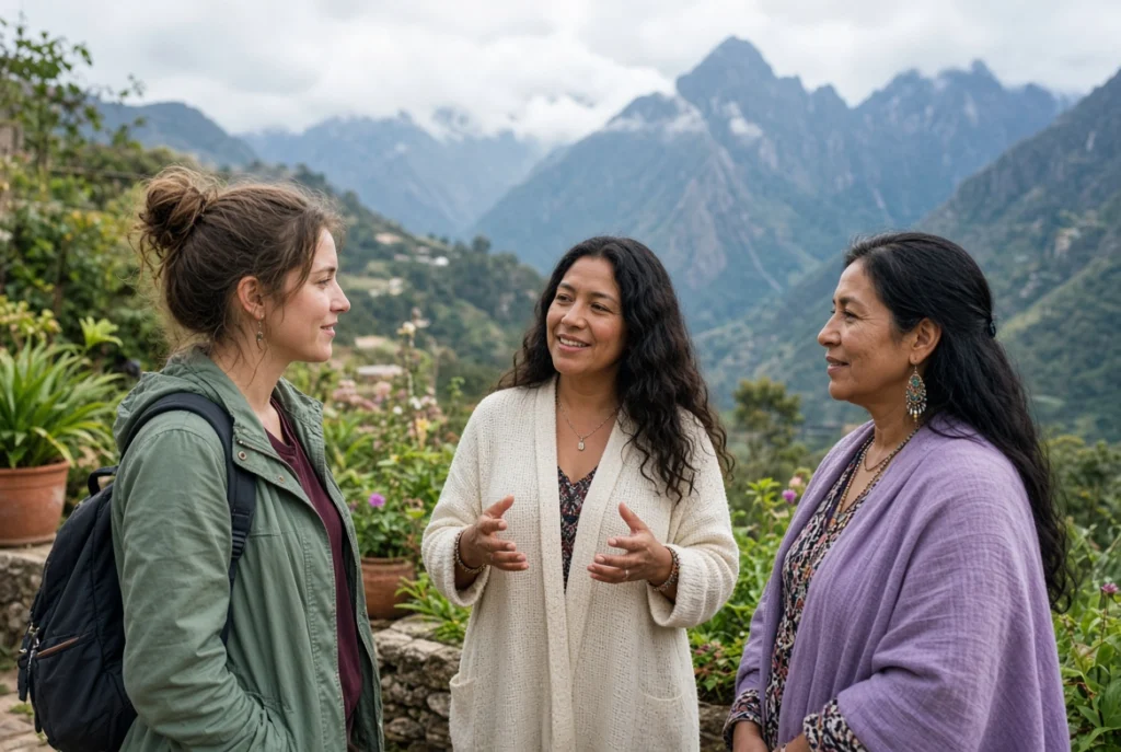 Woman traveling alone at a supportive ayahuasca retreat in Peru