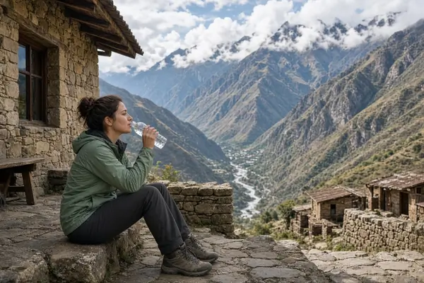 Traveler acclimatizing to high altitude before an Andean retreat